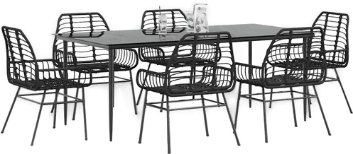 Vidaxl Hagespisegruppe 7 deler svart