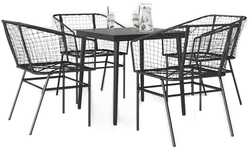 Vidaxl Hagespisegruppe 5 deler svart