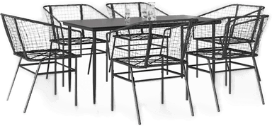Vidaxl Hagespisegruppe 7 deler svart