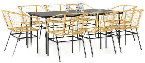 Vidaxl Hagespisegruppe 9 deler brun