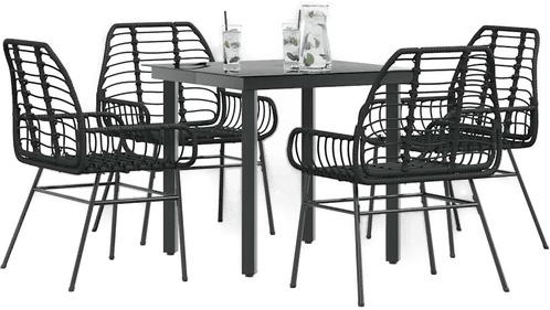 Vidaxl Hagespisegruppe 5 deler svart