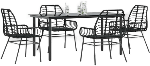 Vidaxl Hagespisegruppe 5 deler svart