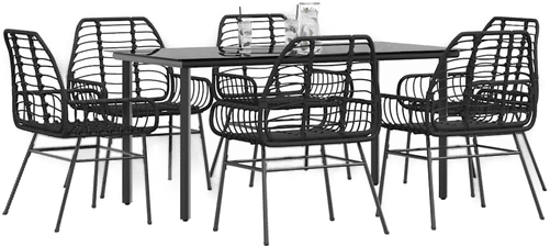 Vidaxl Hagespisegruppe 7 deler svart