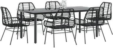 Vidaxl Hagespisegruppe 7 deler svart