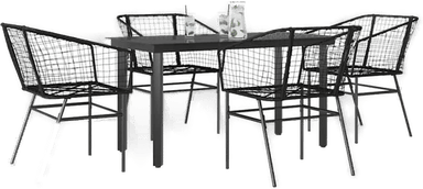 Vidaxl Hagespisegruppe 5 deler svart