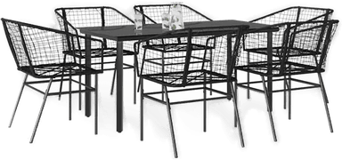 Vidaxl Hagespisegruppe 7 deler svart