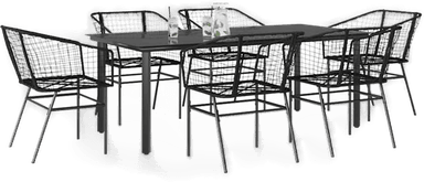 Vidaxl Hagespisegruppe 7 deler svart