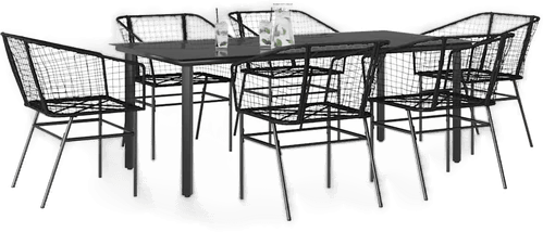 Vidaxl Hagespisegruppe 7 deler svart