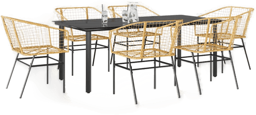 Vidaxl Hagespisegruppe 7 deler brun