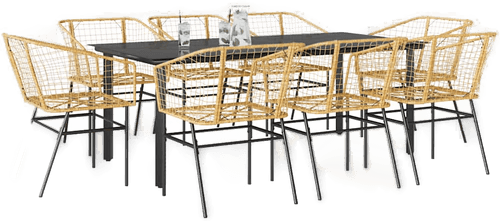 Vidaxl Hagespisegruppe 9 deler brun