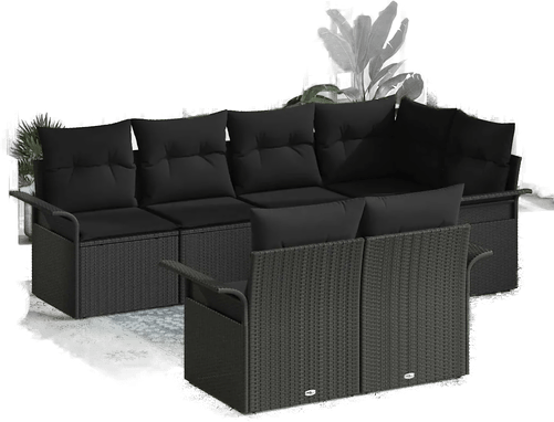 Vidaxl Hagesofa Set 7 pcs Svart