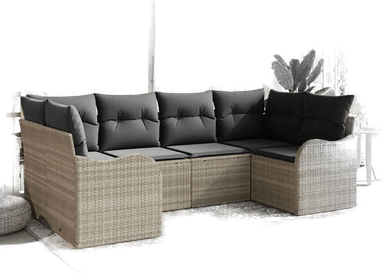 Vidaxl Hagesofa Set 6 pcs Lysegrå