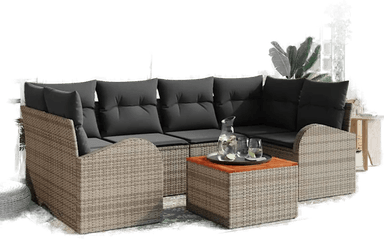 Vidaxl Hagesofa Set 7 pcs Grå