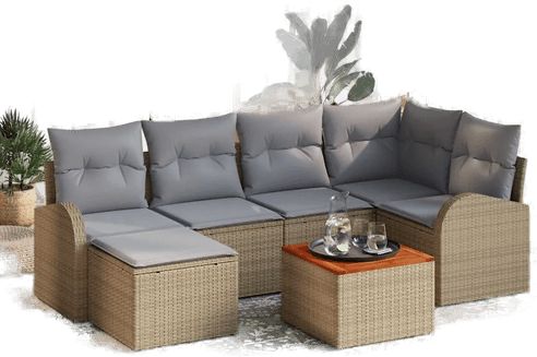 Vidaxl Hagesofa Set 7 pcs Beige