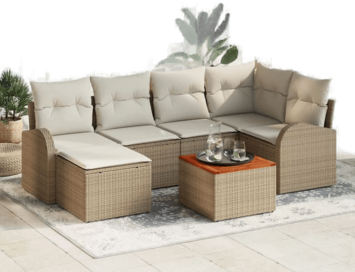 Vidaxl Hagesofa Set 7 pcs Beige
