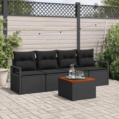 Vidaxl Hagesofa Set 5 pcs Svart