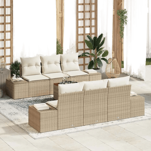 Vidaxl Hagesofa Set 7 pcs Beige