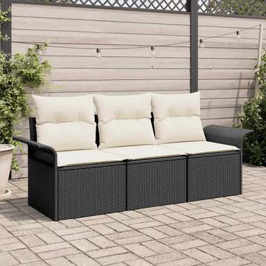 Vidaxl Hagesofa Set 3 pcs Svart