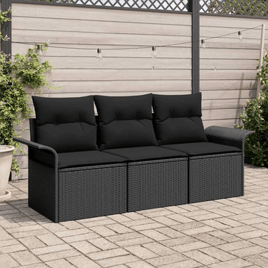 Vidaxl Hagesofa Set 3 pcs Svart