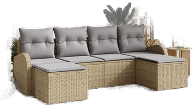 Vidaxl Sofa sett 6 pcs Beige og lys grå