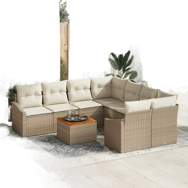 Vidaxl Hagesofa Set 9 pcs Beige
