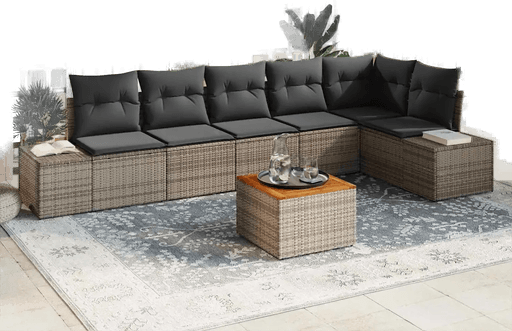 Vidaxl Hagesofa Set 7 pcs Grå