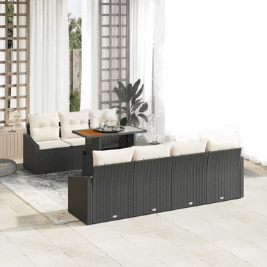 Vidaxl Hagesofa Set 8 pcs Svart