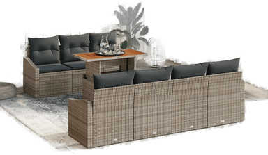 Vidaxl Hagesofa Set 8 pcs Grå