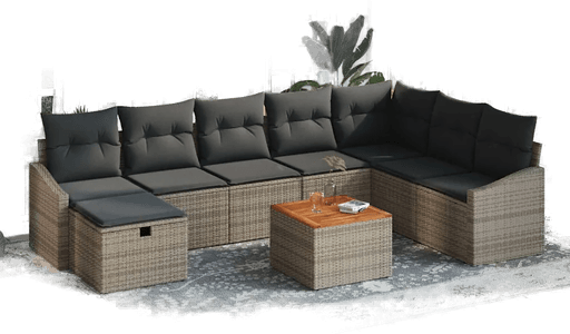 Vidaxl Hagesofa Set 9 pcs Grå