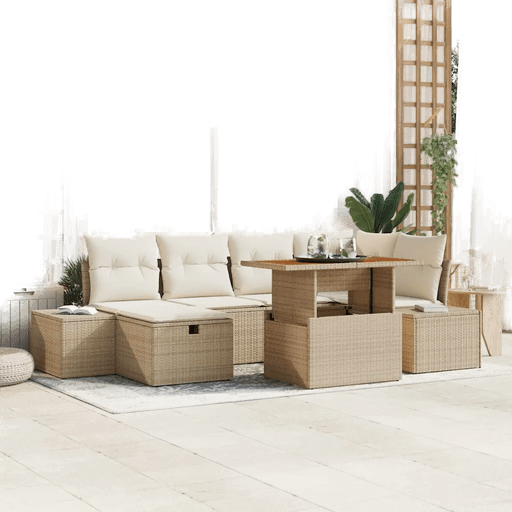 Vidaxl Hagesofa Set 7 pcs Beige