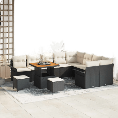 Vidaxl Hagesofa Set 12 pcs Svart