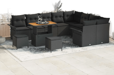 Vidaxl Hagesofa Set 12 pcs Svart