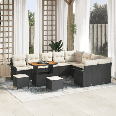 Vidaxl Hagesofa Set 12 pcs Svart